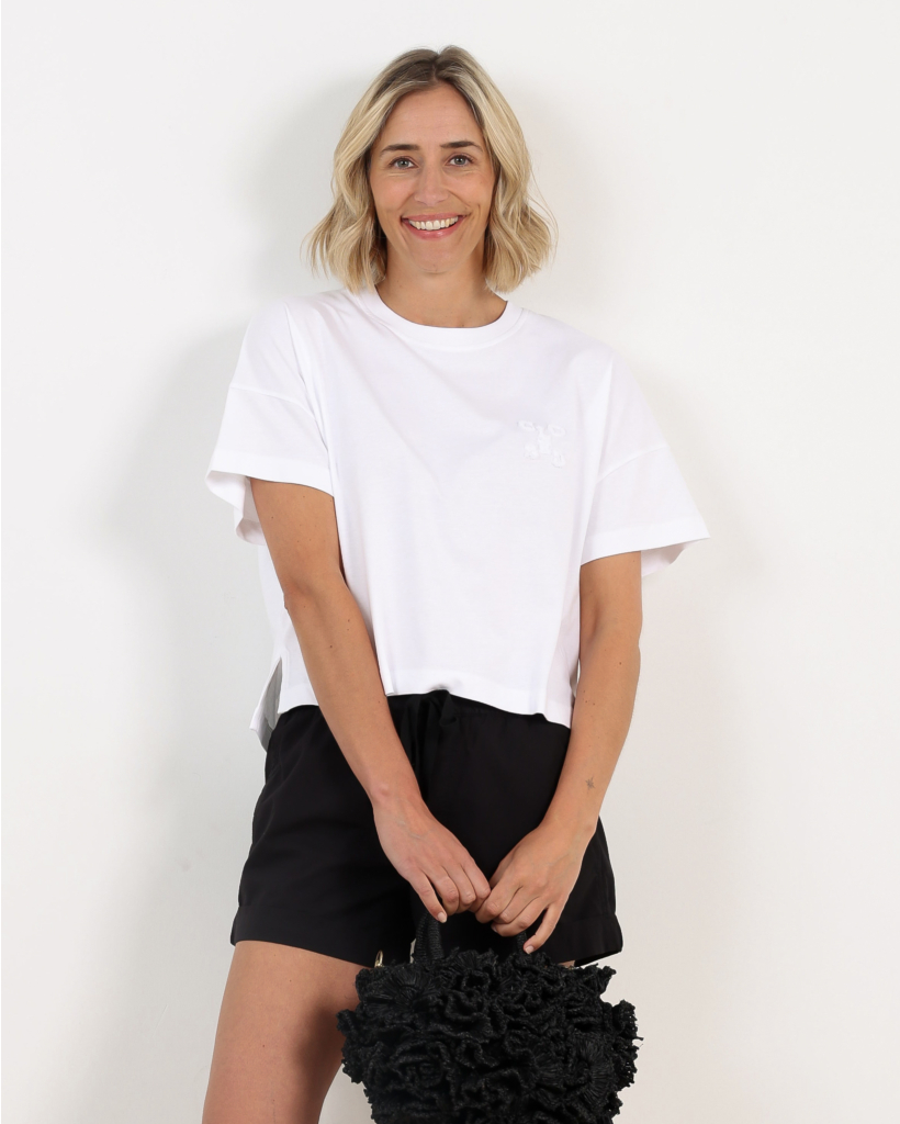 Cropped T-shirt with Logo - White