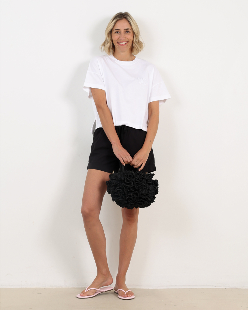 Cropped T-shirt with Logo - White