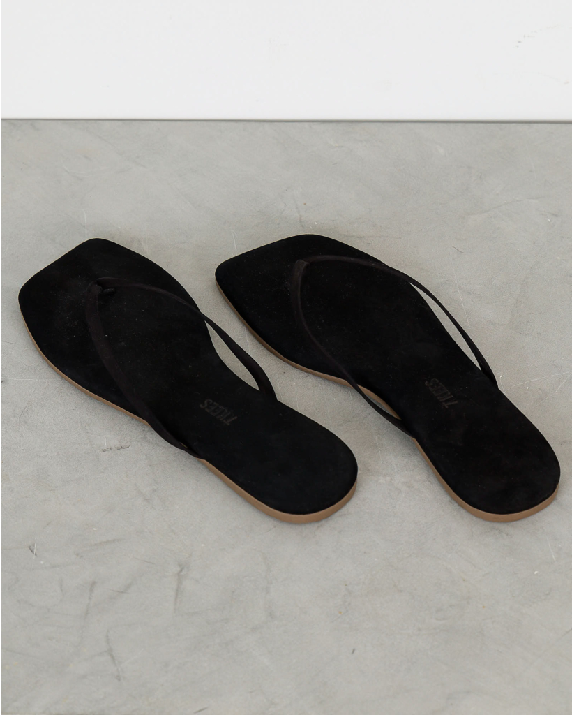 Square-Toe Lily Suede Slipper in Sable
