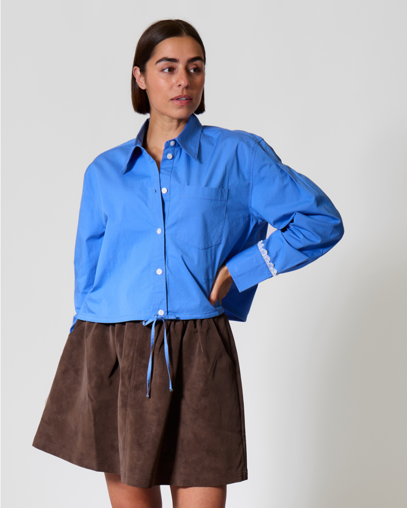 Marina Poplin Blouse with Lace Details