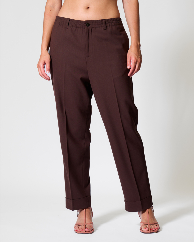 Souki Wool-Blend Trousers Mahogany Brown