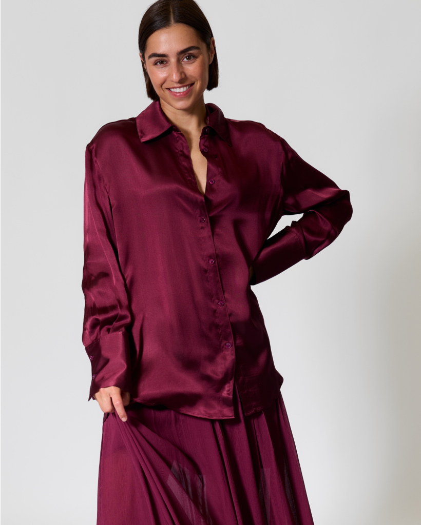 Satin-Blend Blouse Fig