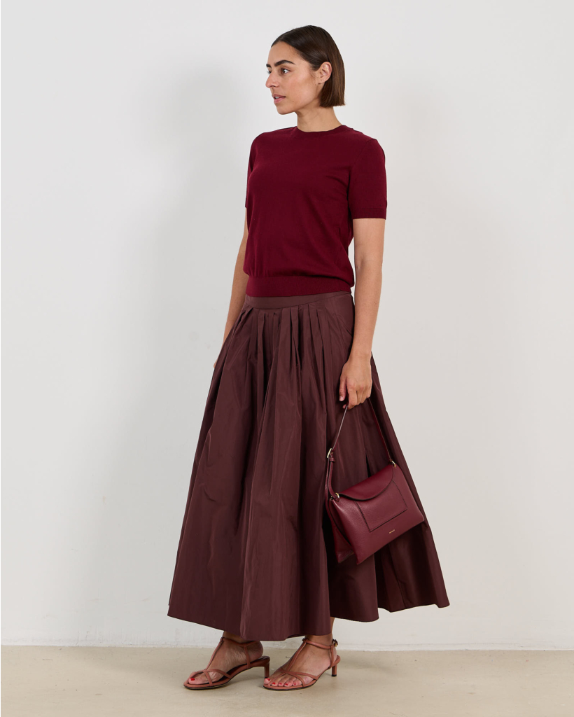 Smmromina Pleated Midi Skirt Bordeaux