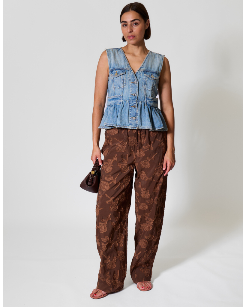 Light Blue Sleeveless Denim Peplum Vest