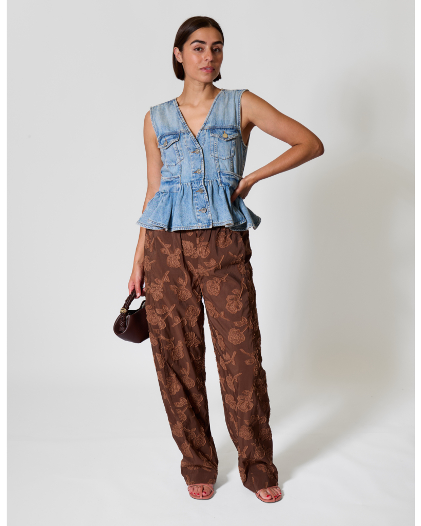 Floral Print Trousers Cocoa Brown