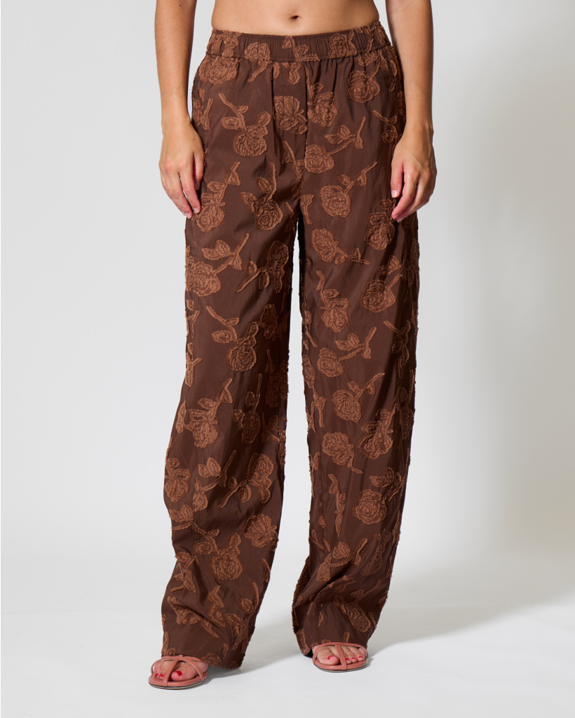 Floral Print Trousers Cocoa Brown