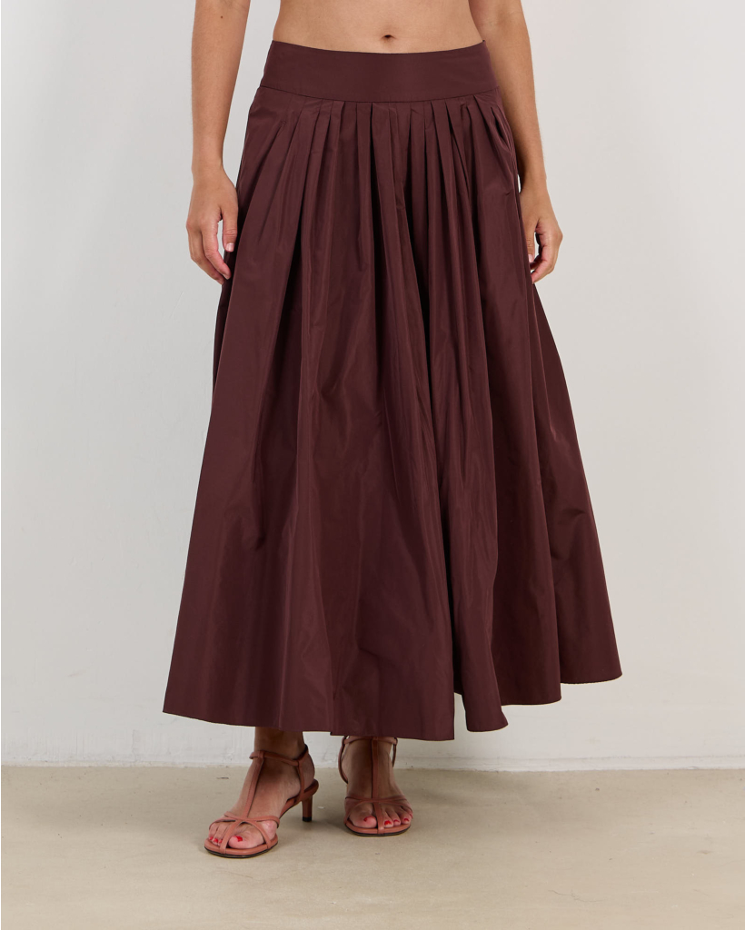 Smmromina Pleated Midi Skirt Bordeaux