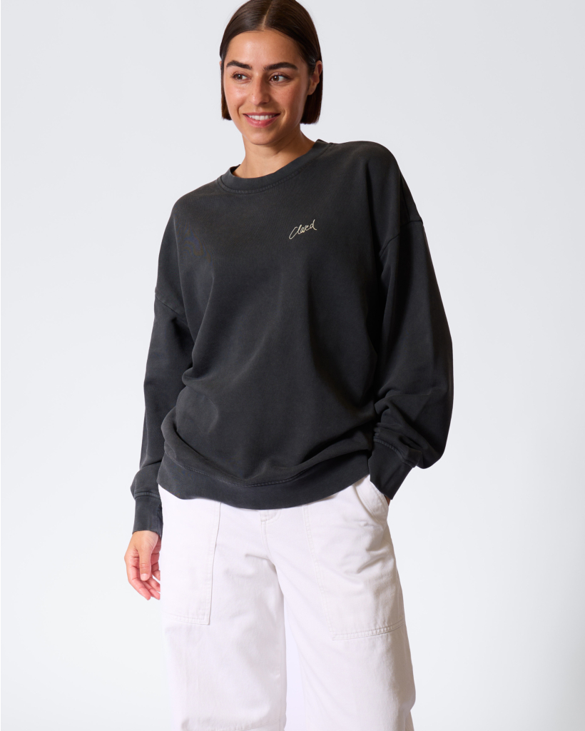 Washed Sweater with Print Black/Yellow