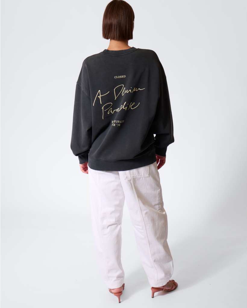 Washed Sweater with Print Black/Yellow
