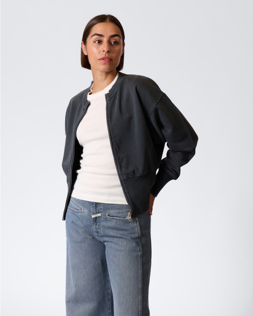 Organic Cotton Zip-up Vest Black