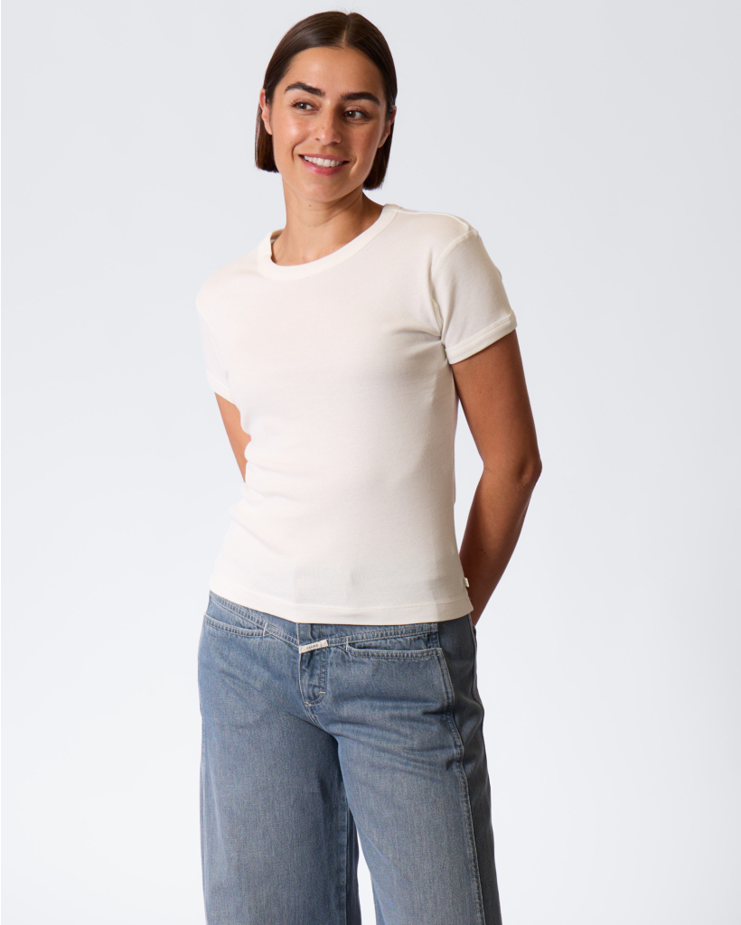 Cotton-blend T-shirt Ecru