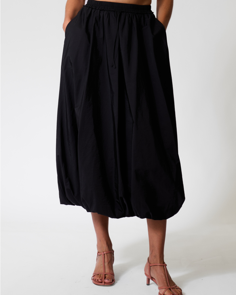 Ciurma Black Midi Water-Repellent Canvas Skirt