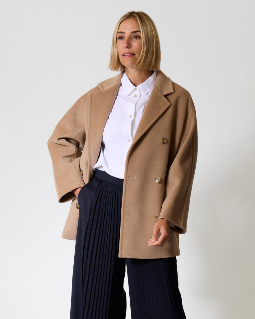 Rebus Double-Breasted Camel Overcoat