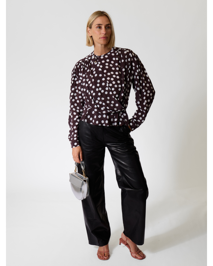 Dotta Polka Dot Blouse Brown/White