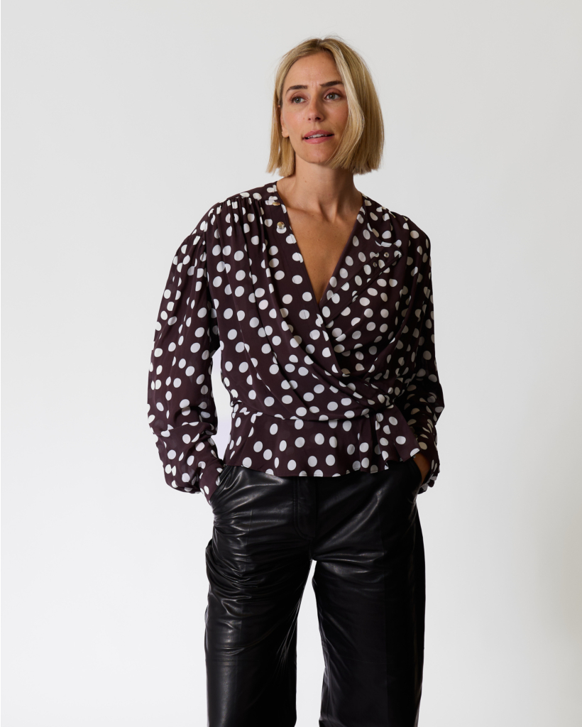Dotta Polka Dot Blouse Brown/White