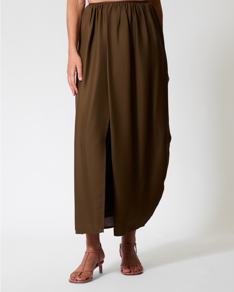 Silk-Blend Maxi Skirt with Slit - Old