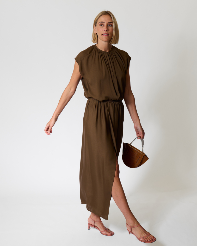 Silk-Blend Maxi Skirt with Slit - Old