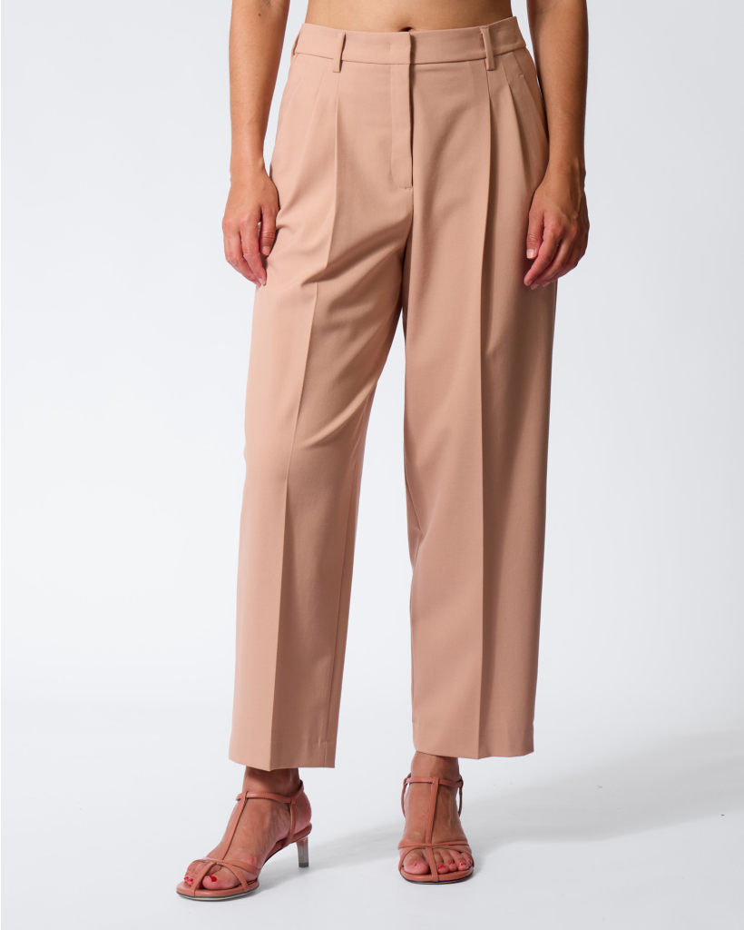 Tapered Pleated Trousers Nude