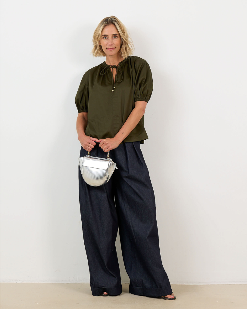 Nador Short-Sleeve Blouse Palm Leaf