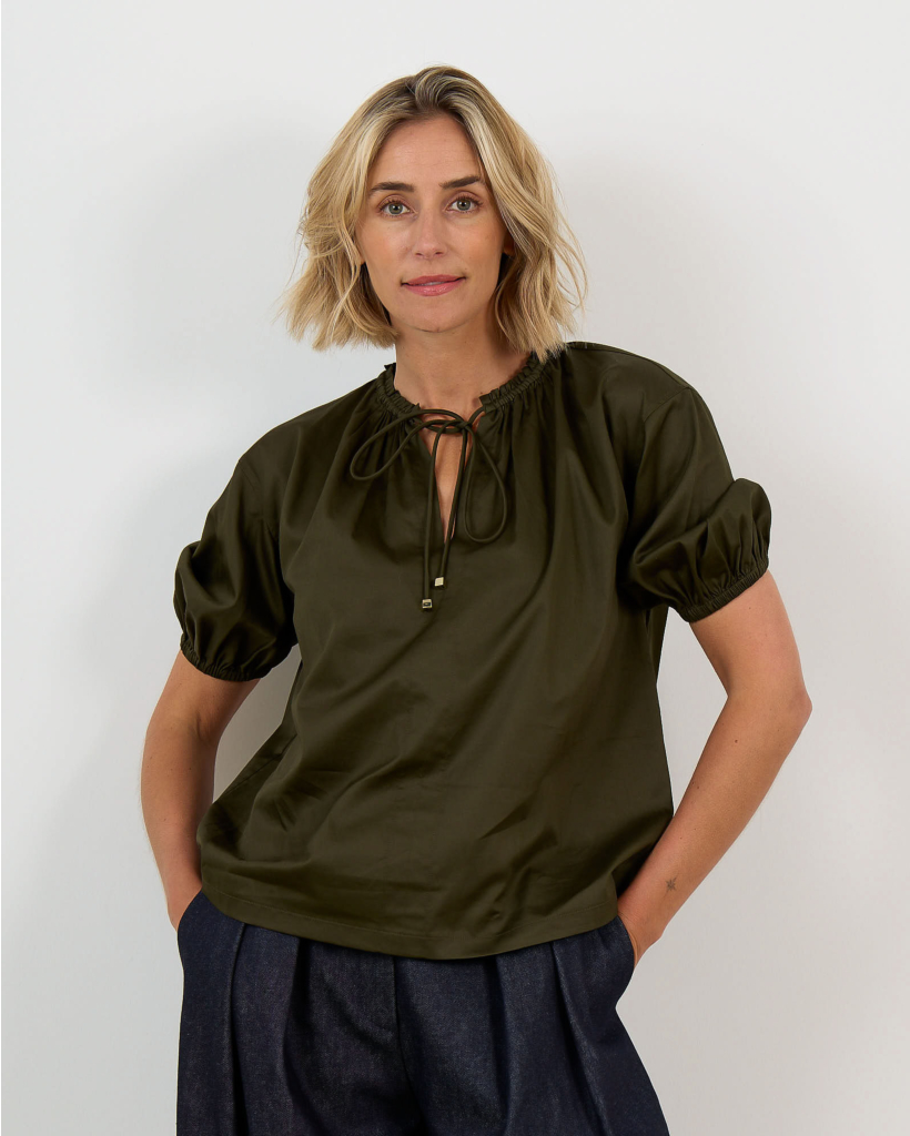 Nador Short-Sleeve Blouse Palm Leaf