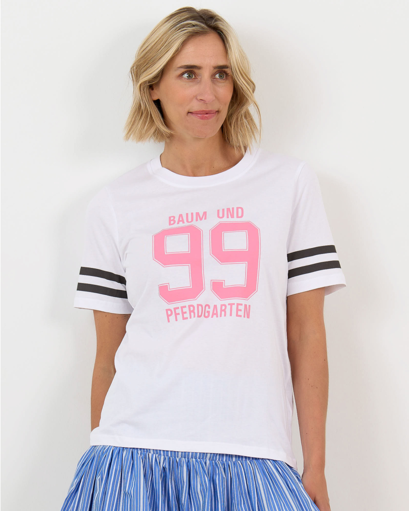 Jawo T-shirt with Logo Print in Bright White