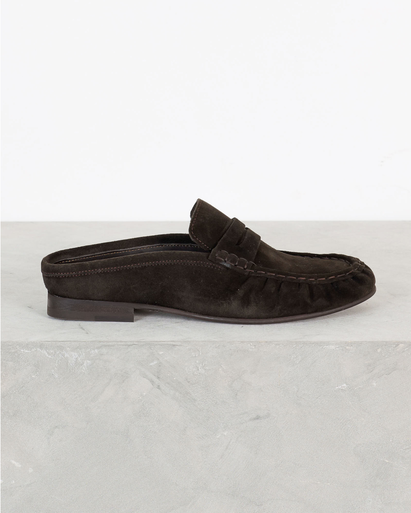 Penny Loafer Wrinkle Suede Dark Brown