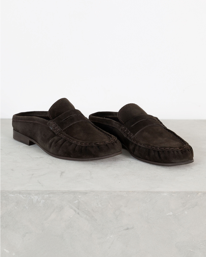 Penny Loafer Wrinkle Suede Dark Brown