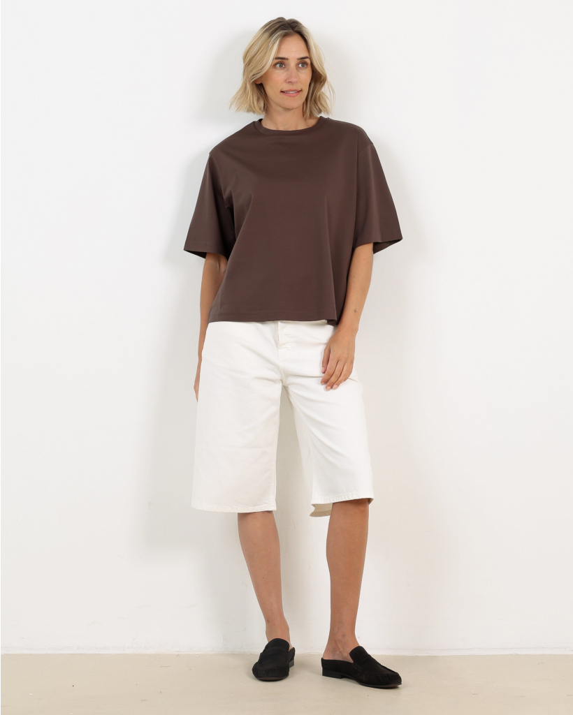 Pinara Boxy Pure Cotton T-shirt - Brown
