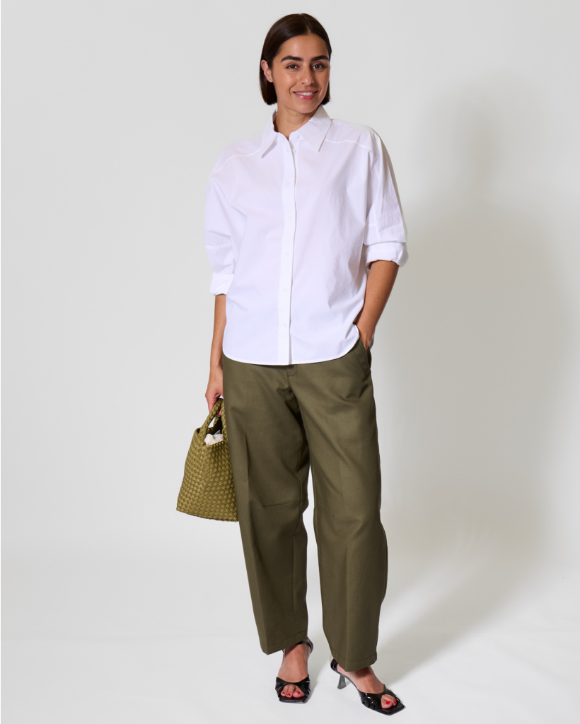 White Blouse with Ruffle Detail