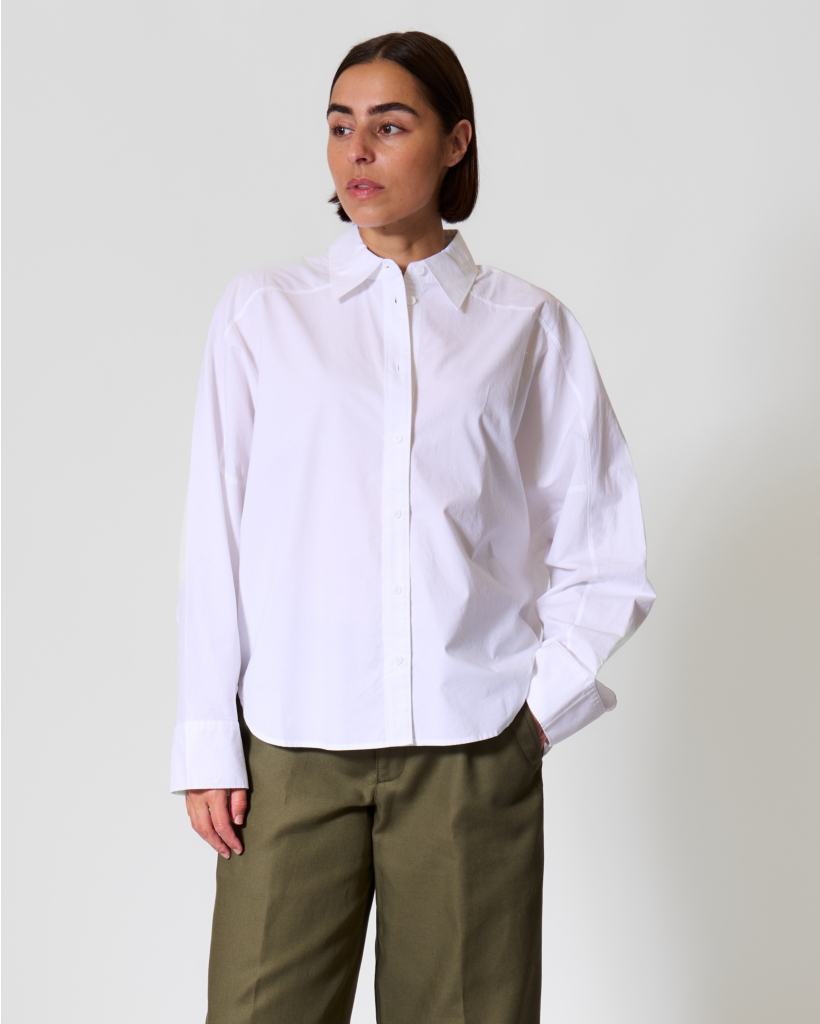 White Blouse with Ruffle Detail