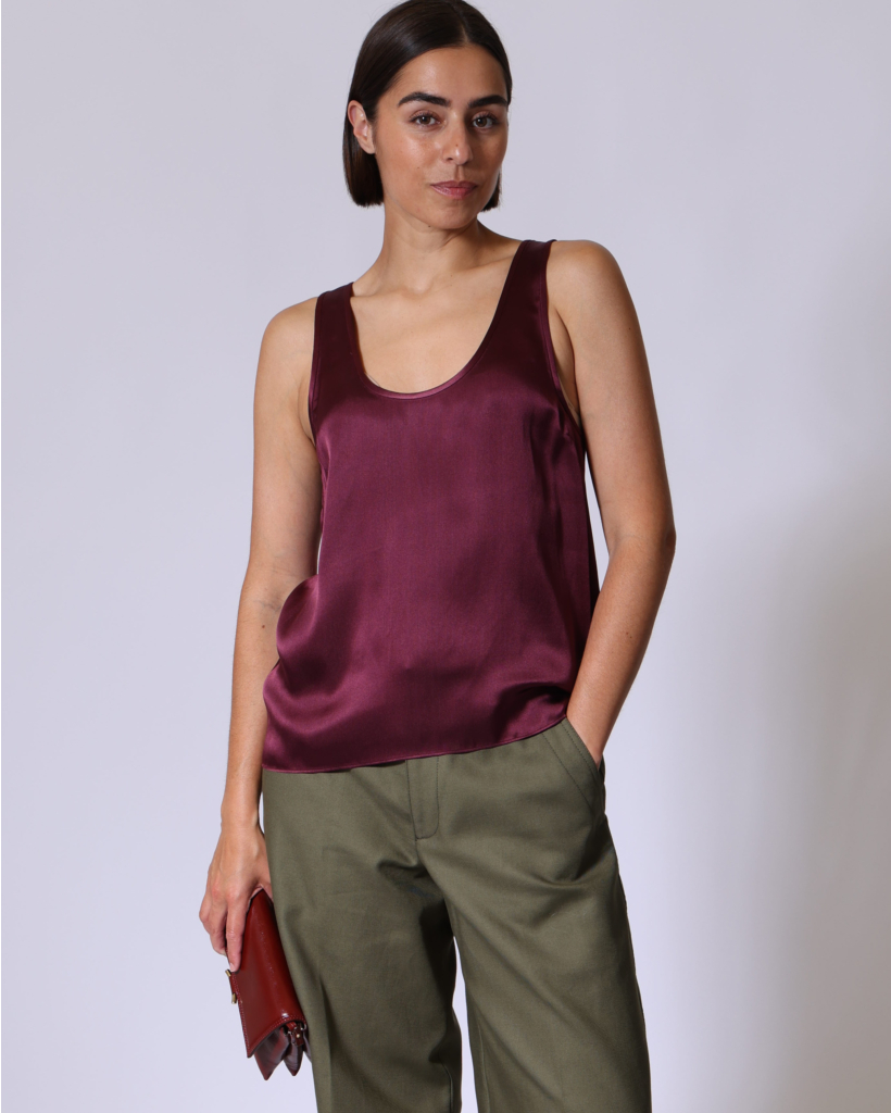Satin Blend Top Fig