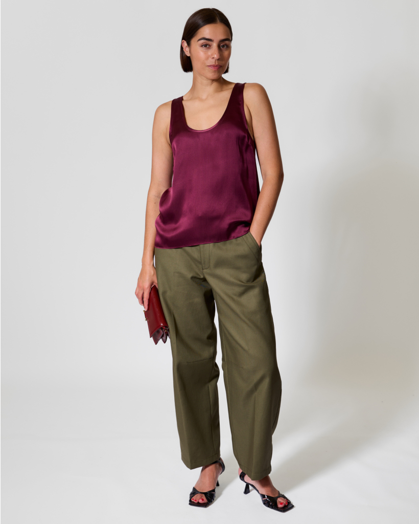 Satin Blend Top Fig