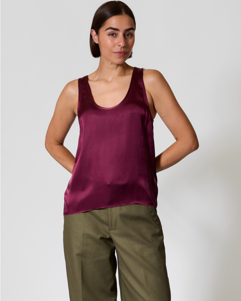 Satin Blend Top Fig