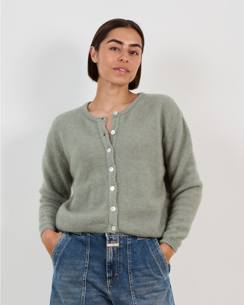 Vitow Alpaca-Mix Khaki Cardigan Multischine