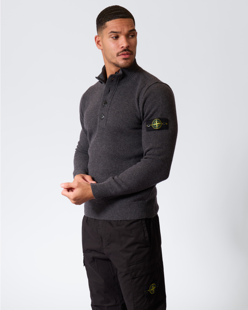 5100040 Half-zip Wool Jumper Dark Grey Melange