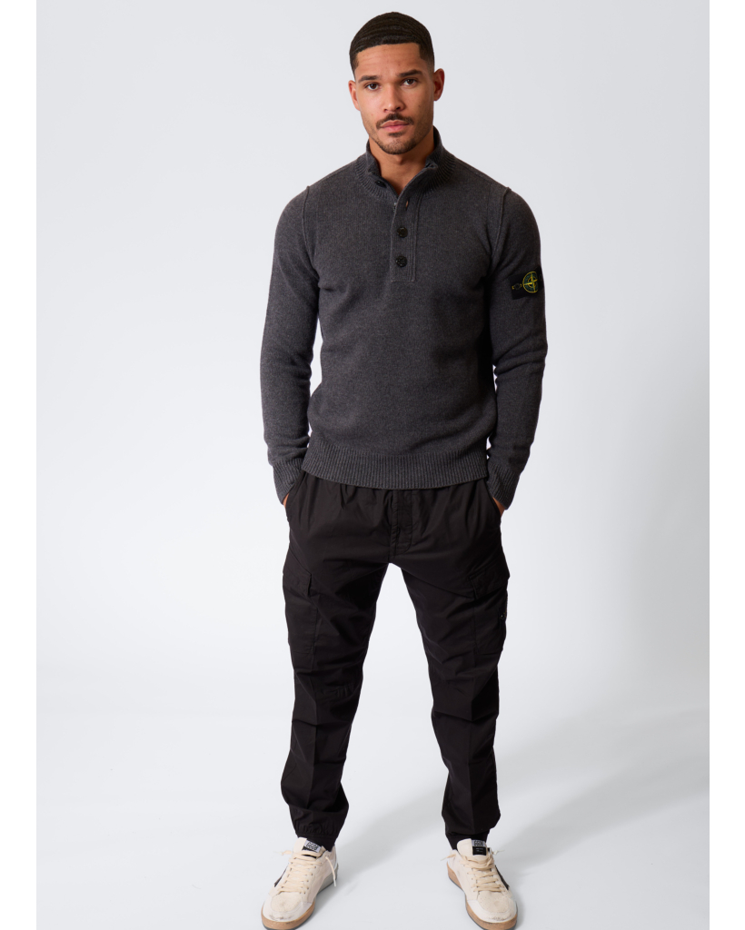 5100040 Half-zip Wool Jumper Dark Grey Melange