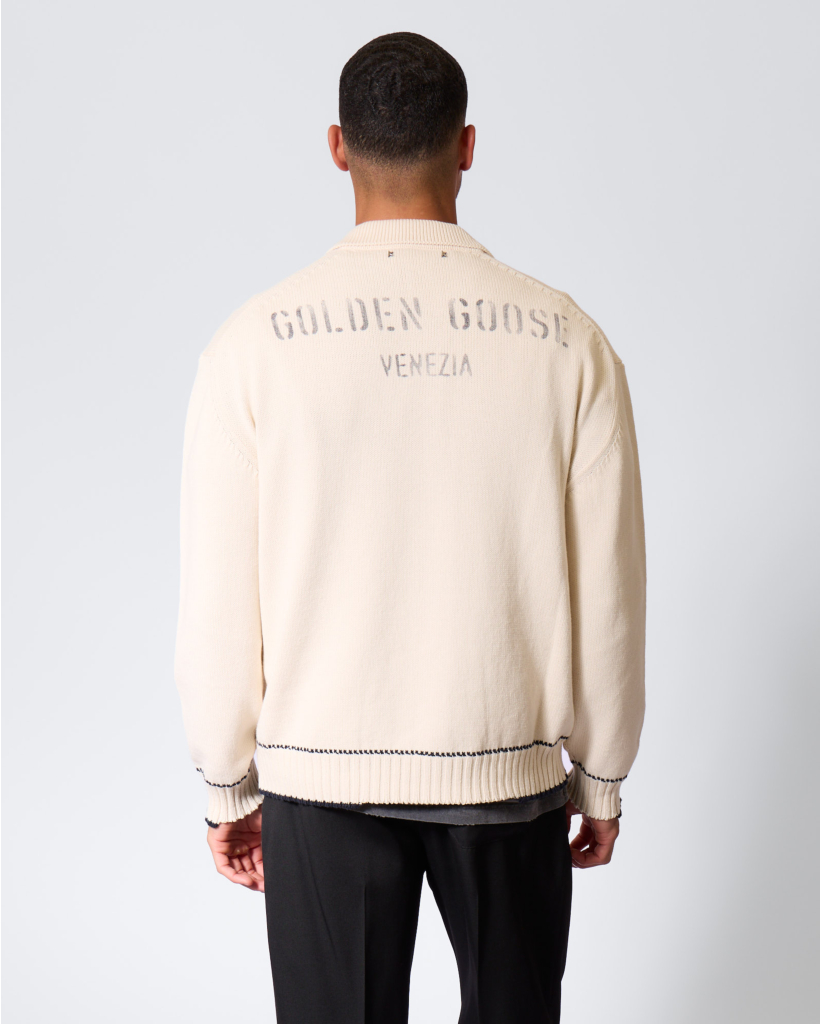 Cotton-Blend Knit Heritage White/Navy