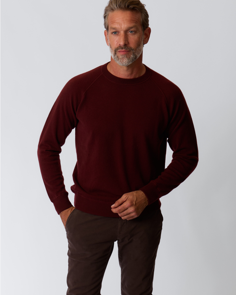 Cashmere Long-Sleeve Knit in Bordeaux