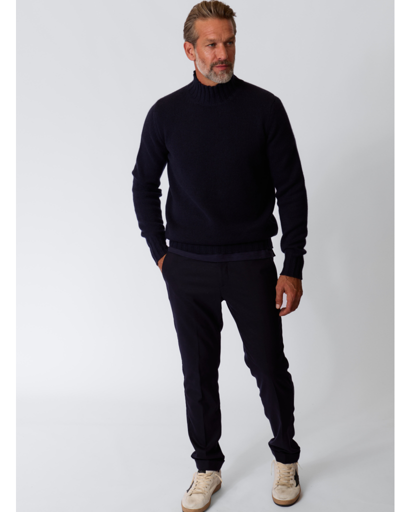 Navy Cashmere Turtleneck Sweater