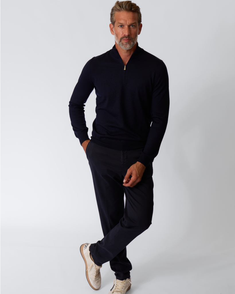 Lupo Merino Half-Zip Polo Navy