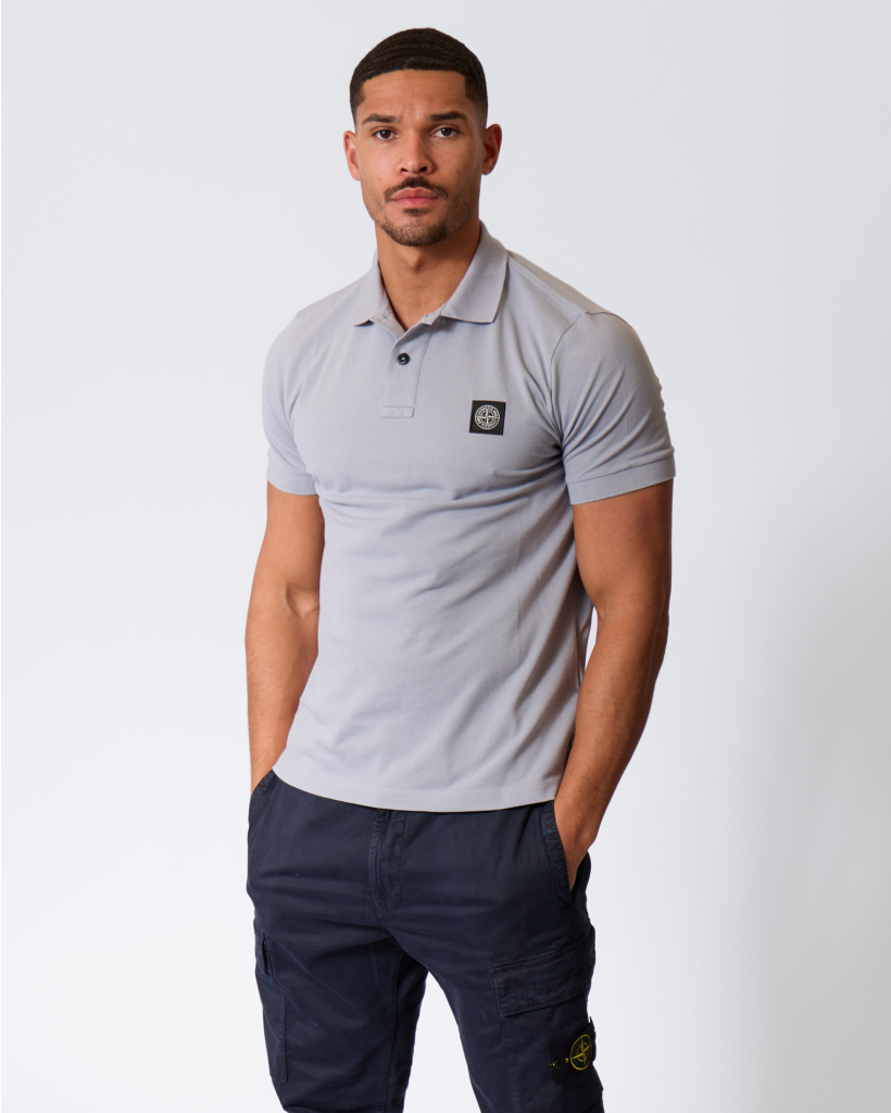 2200008 Slim-fit Polo with Patch Ash Grey