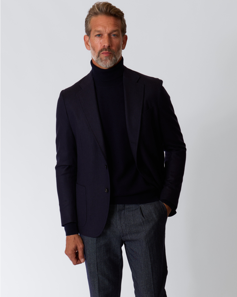 Posillipo Single-Breasted Wool Blazer Navy