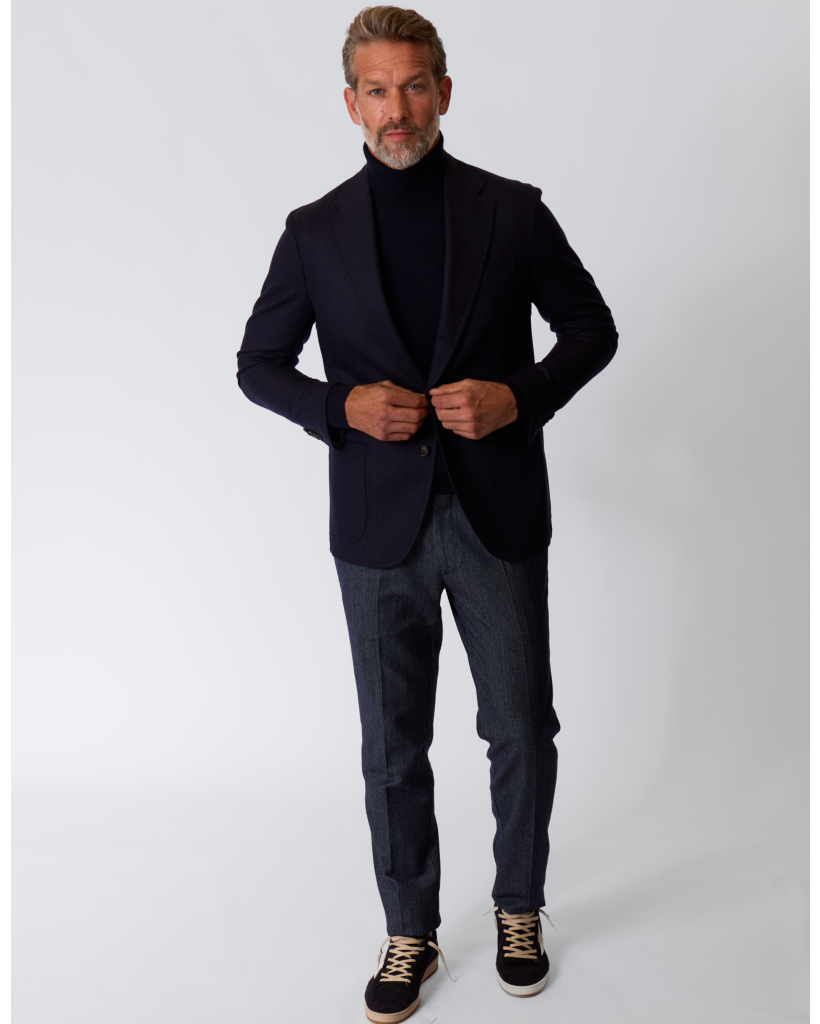Posillipo Single-Breasted Wool Blazer Navy