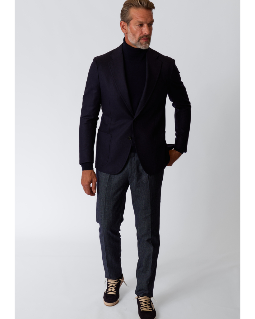 Blue Denim Cotton/Wool Trousers