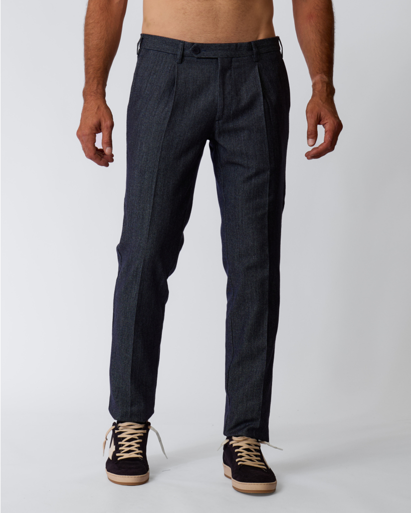 Blue Denim Cotton/Wool Trousers