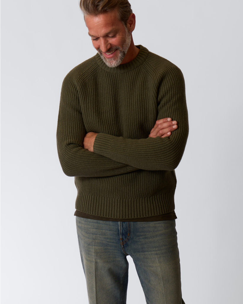 Wool Pullover Dark Olive Brown