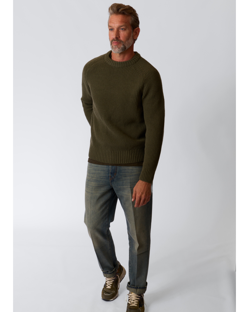 Wool Pullover Dark Olive Brown
