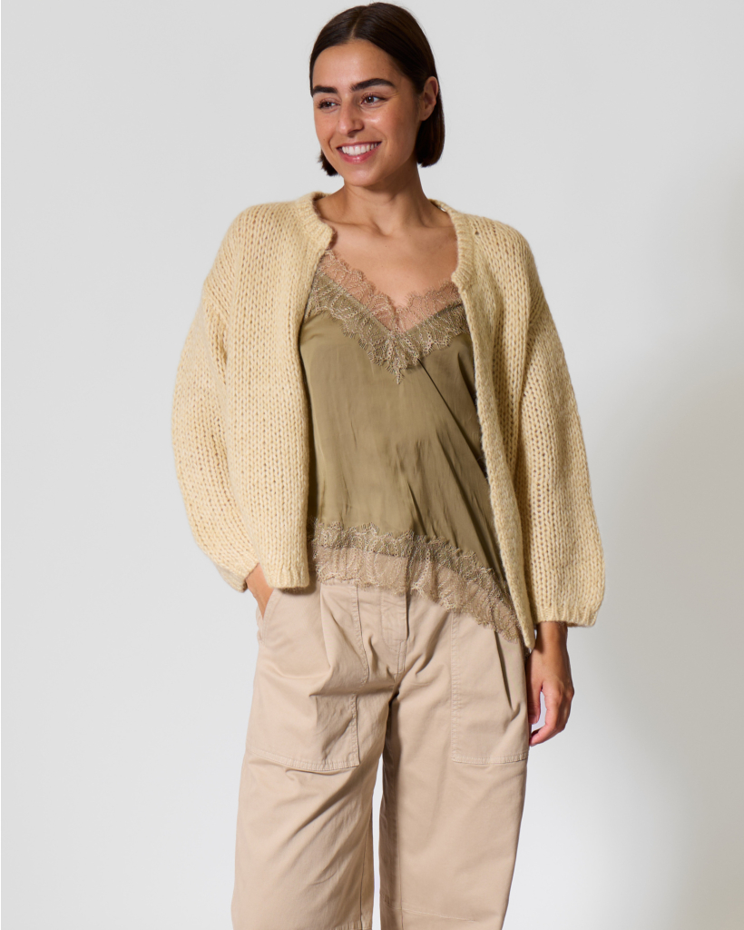 Alpaca-blend knitted cardigan Butter Yellow