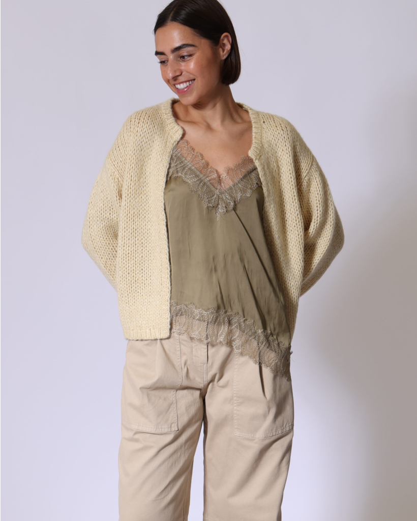 Alpaca-blend knitted cardigan Butter Yellow
