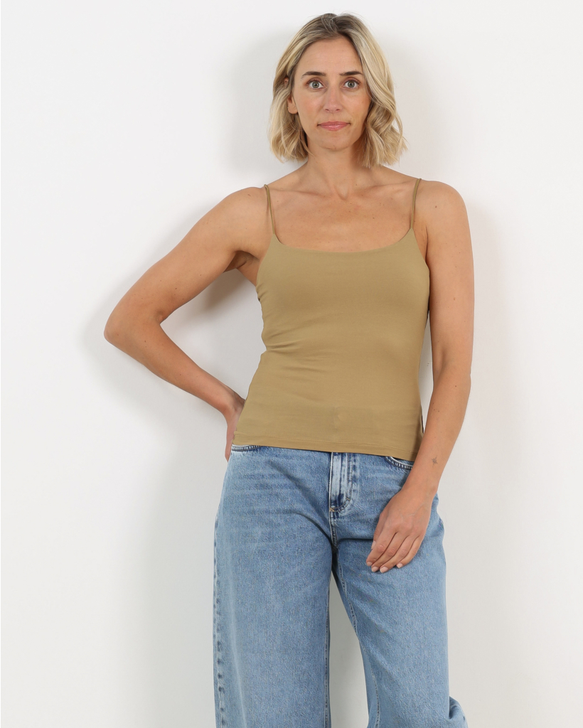 Nerja Jersey Top with Spaghetti Straps Yellow